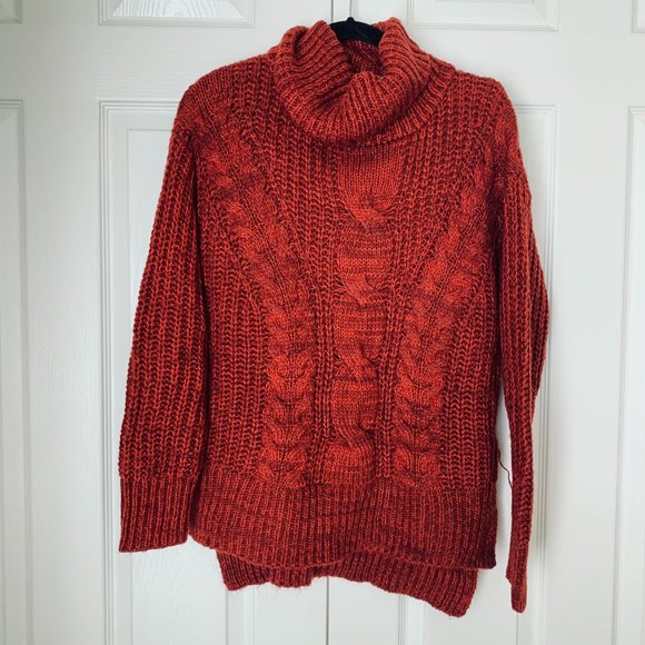 UNIVERSAL THREAD chunky Long-line Large Cableknit Turtleneck Long Sleeve Sweate - Picture 1 of 8